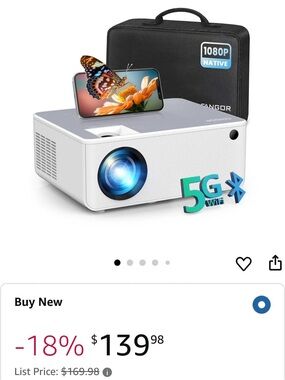 Fangor 5G WiFi Bluetooth  Projector With Tripod New